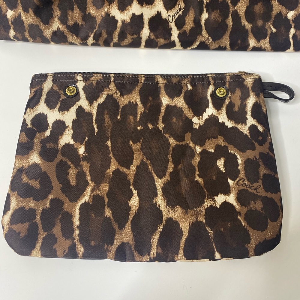 Authentic Cheetah/Leopard Coach tote/Shoulder bag W/Detachable Makeup Bag - Picture 14 of 15